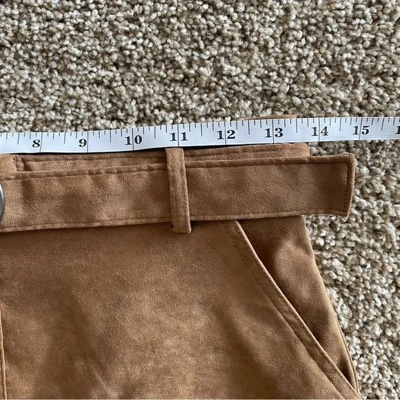 70s Vibe Hollister Ultra High Rise Faux Suede Mini Skirt Women’s S Brown Belted - Picture 10 of 11